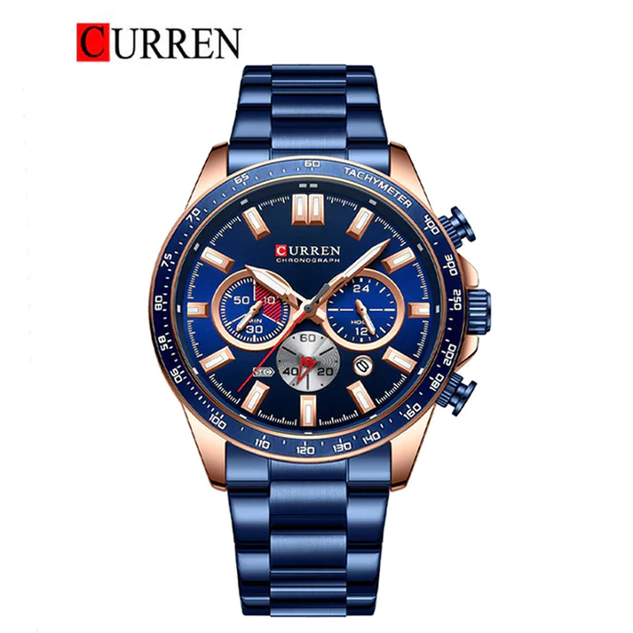CURREN Original Brand Stainless Steel Band Wrist Watch For Men With Brand (Box & Bag)-8418