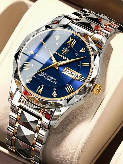 Original Brand Poedagar 615 Waterproof Business Men Wrist Watches Date Week Calendar Luxury Quartz Watch