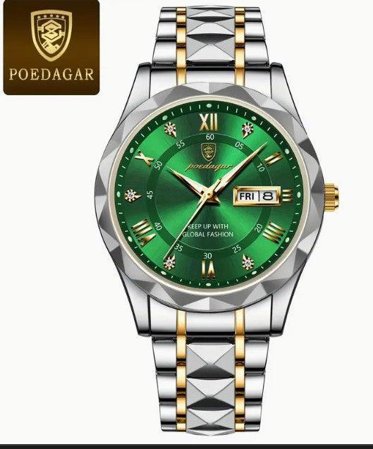 Original Brand Poedagar 615 Waterproof Business Men Wrist Watches Date Week Calendar Luxury Quartz Watch