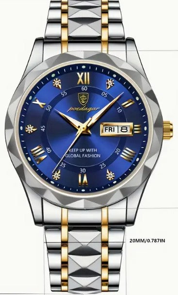 Original Brand Poedagar 615 Waterproof Business Men Wrist Watches Date Week Calendar Luxury Quartz Watch