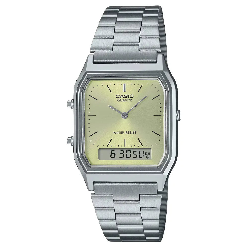 Casio Analog-Digital AQ-230A-9AMQYDF Green Dial Stainless Steel Unisex Watch