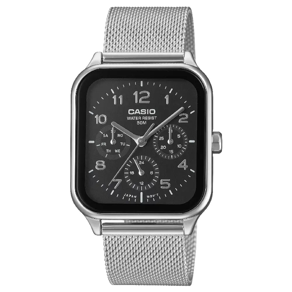 Casio Classic Analog Multi-Dial MTP-M306M-1A Black Dial Stainless Steel Men's Watch
